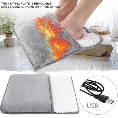 Portable USB Electric Foot Heating Pad Washable Soft Plush Foot Heater Winter Foot Warming Mat for Bed,Under Desk,Office,Home